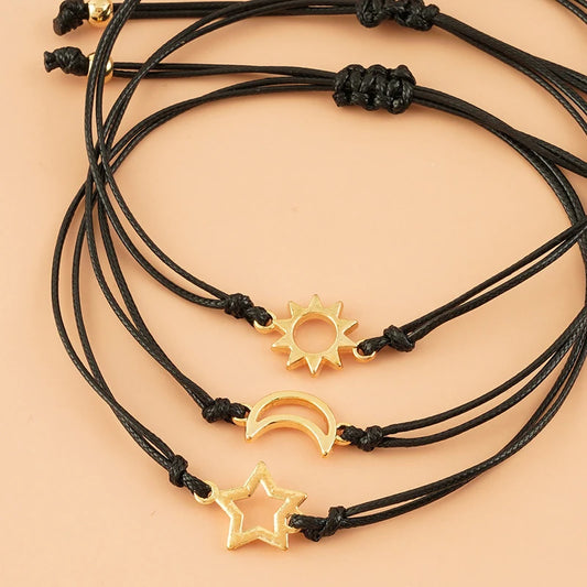 Juego de Pulseras de Sol, Luna y Estrella 🌠