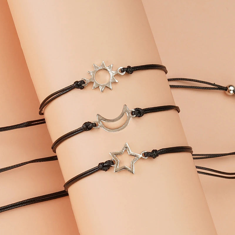 Juego de Pulseras de Sol, Luna y Estrella 🌠